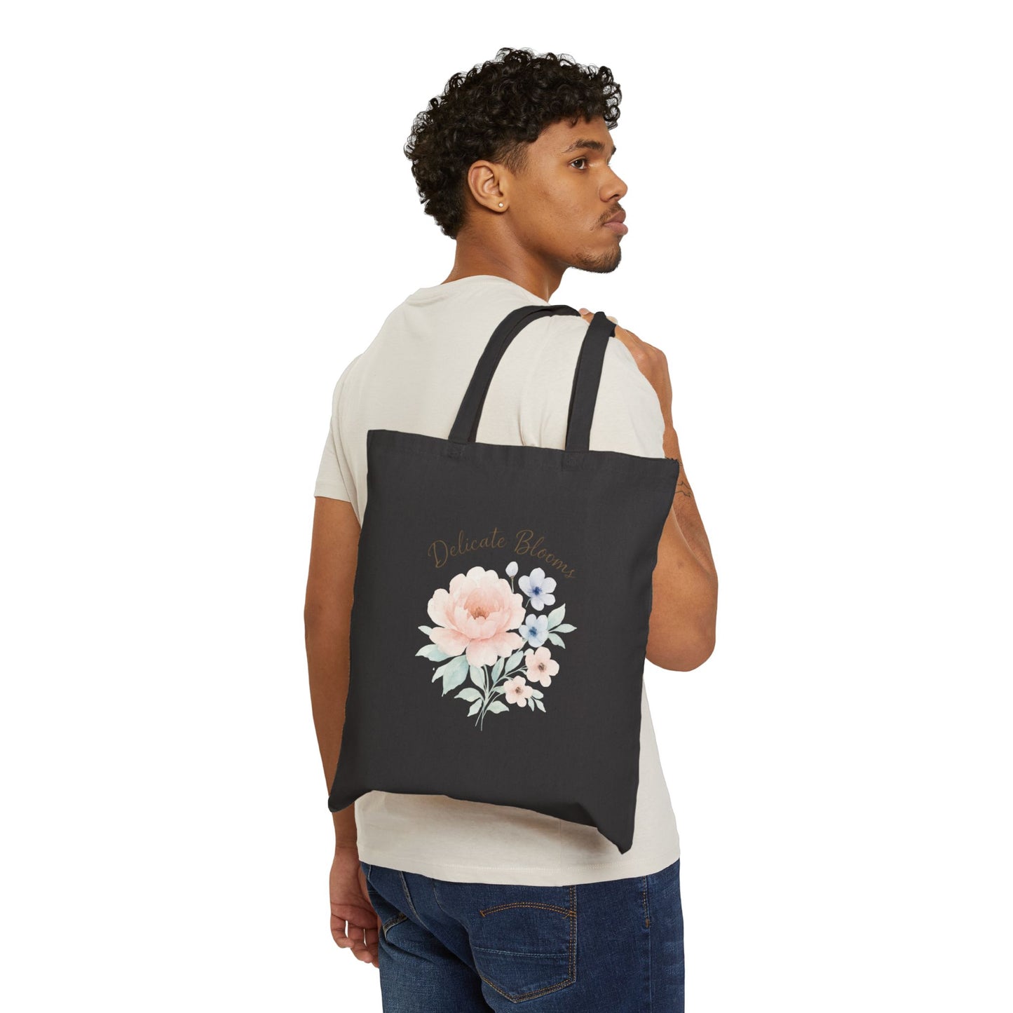Canvas Tote Bag — "Delicate Blooms" Floral Market Tote
