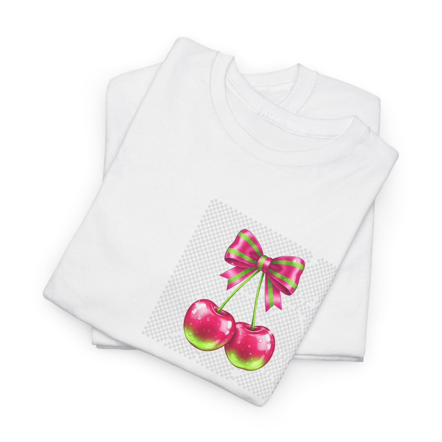 Cherry Bow T-Shirt — Cute Retro Fruit Graphic Tee