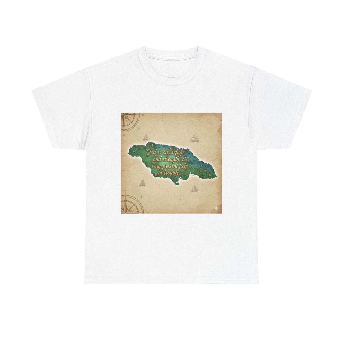 Jamaica Map Vintage Poster Tee — "One Love, One Heart" Graphic T-Shirt