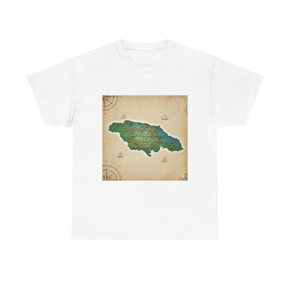 Jamaica Map Vintage Poster Tee — "One Love, One Heart" Graphic T-Shirt