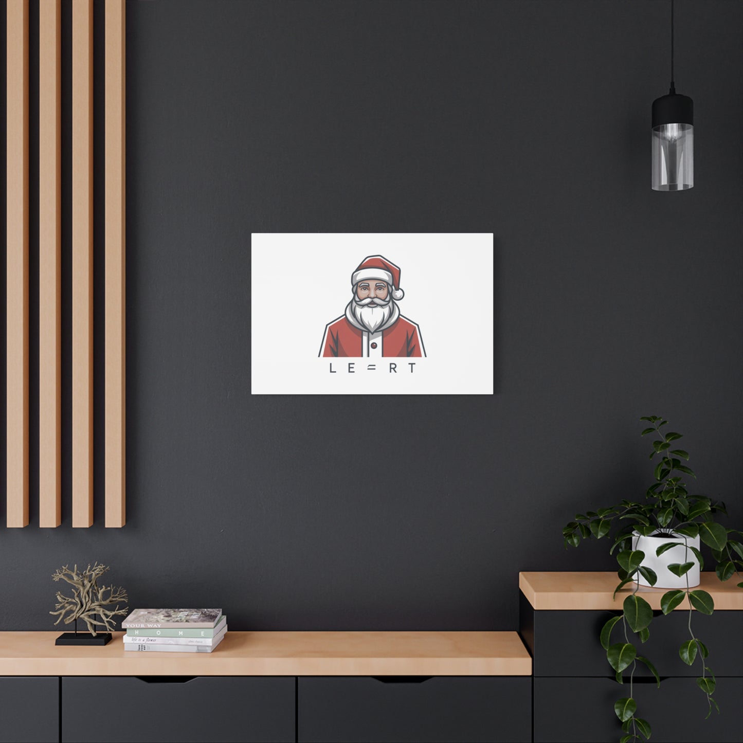 Minimal Santa Canvas, Modern Santa Graphic | Geometric Christmas Wall Art