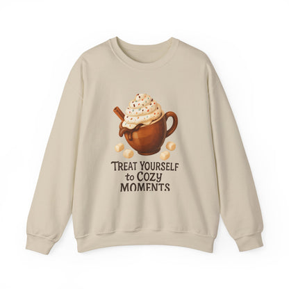 Cozy Hot Cocoa Sweatshirt — "Treat Yourself to Cozy Moments" Crewneck