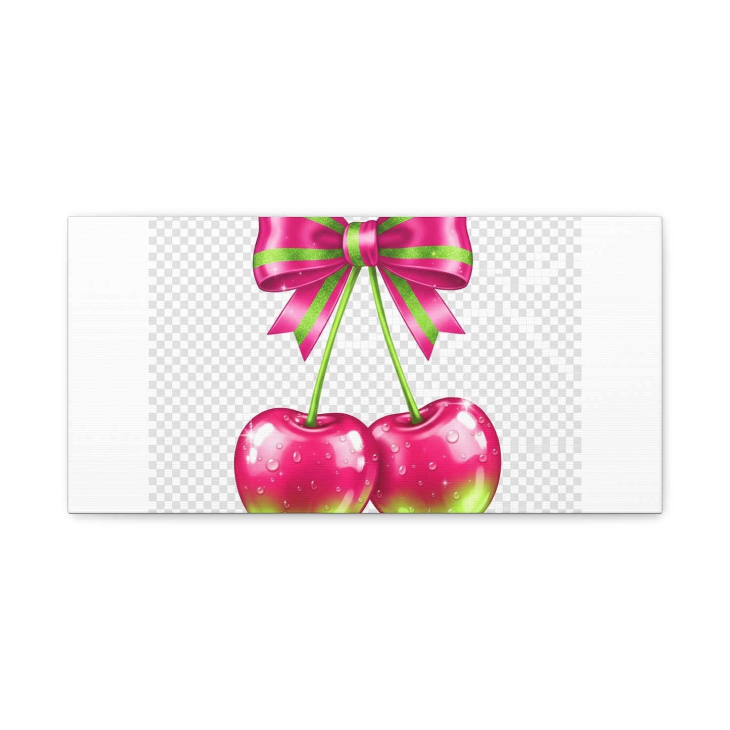 Pink Ribbon Cherries Canvas Wall Art