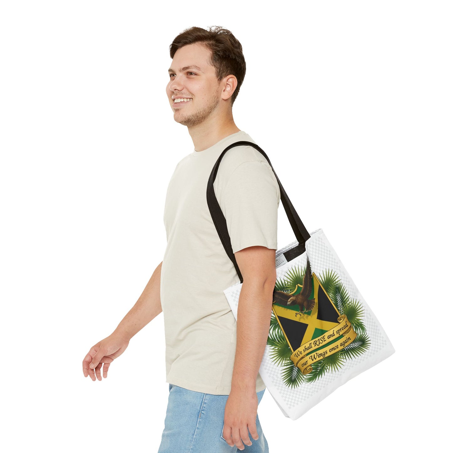 Jamaica Eagle Flag Tote Bag — "We shall RISE and spread our Wings once again" Canvas Shopper
