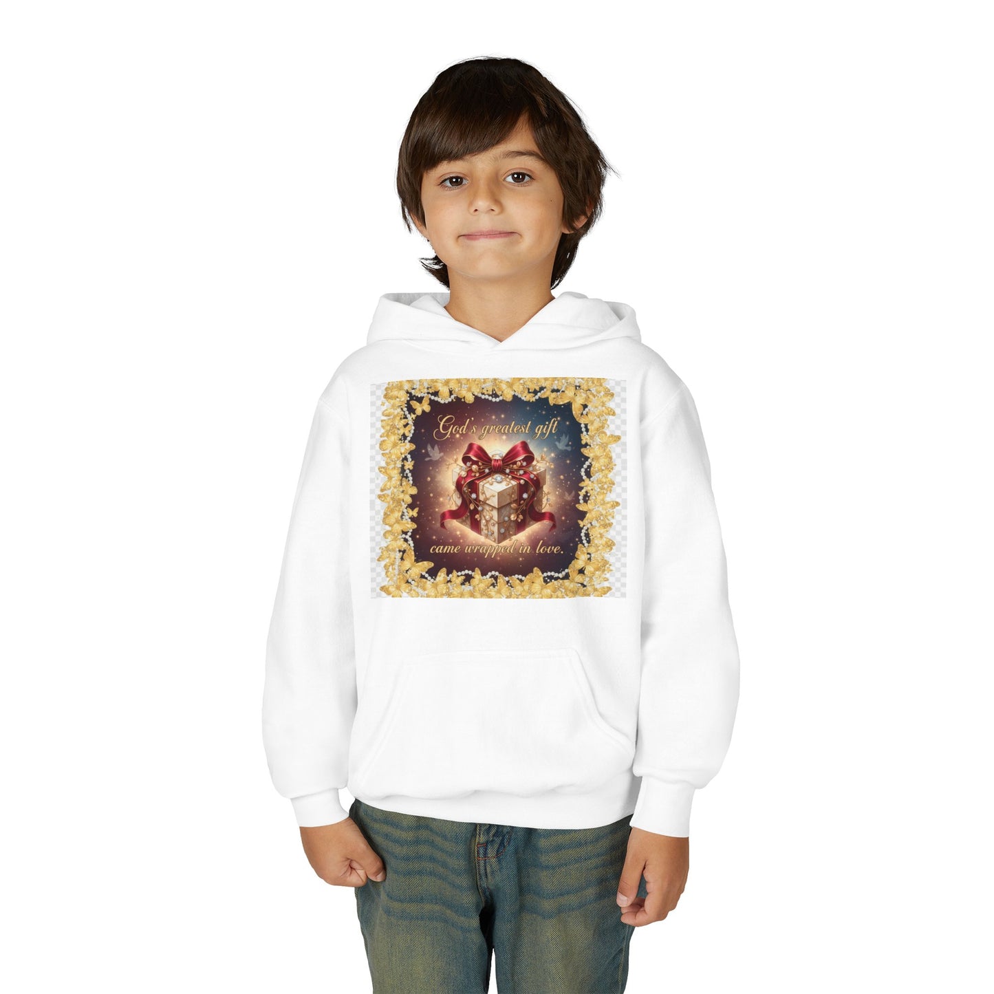 Christmas Gift Hoodie for Kids – "God Blessed Us" Present Design