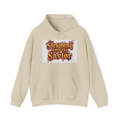Christian Christmas Hoodie – “Sleighing with the Savior” Pullover for Faith & Holiday Celebrations