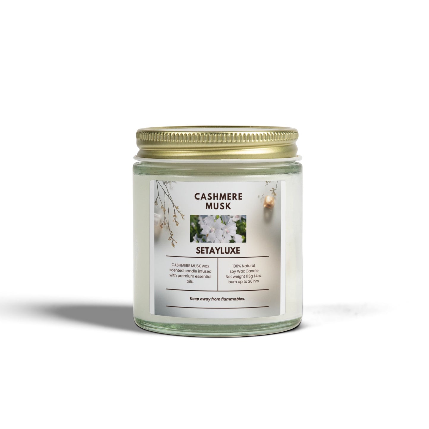 Cashmere Musk Scented Candle — Coconut Apricot Wax Soy Jar (4oz & 9oz)