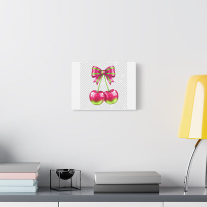 Pink Ribbon Cherries Canvas Wall Art