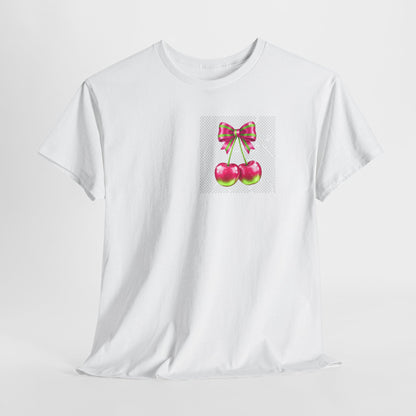 Cherry Bow T-Shirt — Cute Retro Fruit Graphic Tee