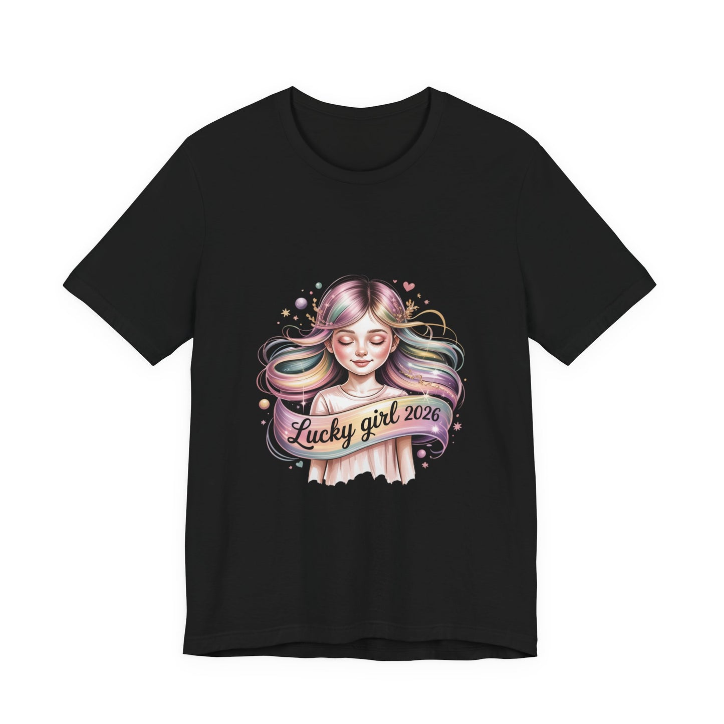 Lucky Girl 2026 mantra tee | Manifest Luck, angel number shirt