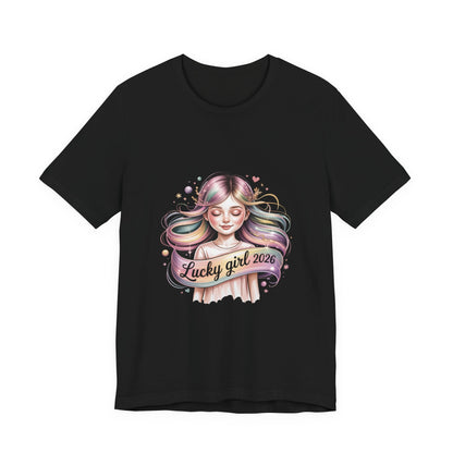 Lucky Girl 2026 mantra tee | Manifest Luck, angel number shirt