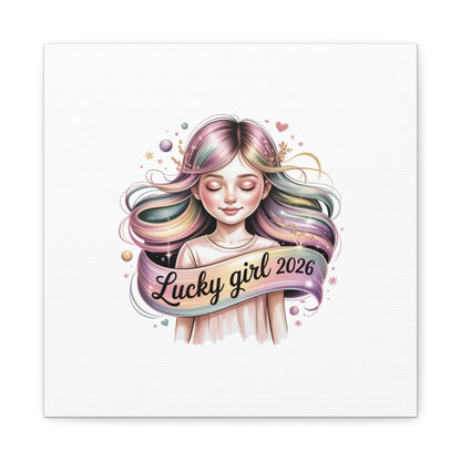 Lucky Girl 2026 Canvas Print | manifest luck, lucky charms