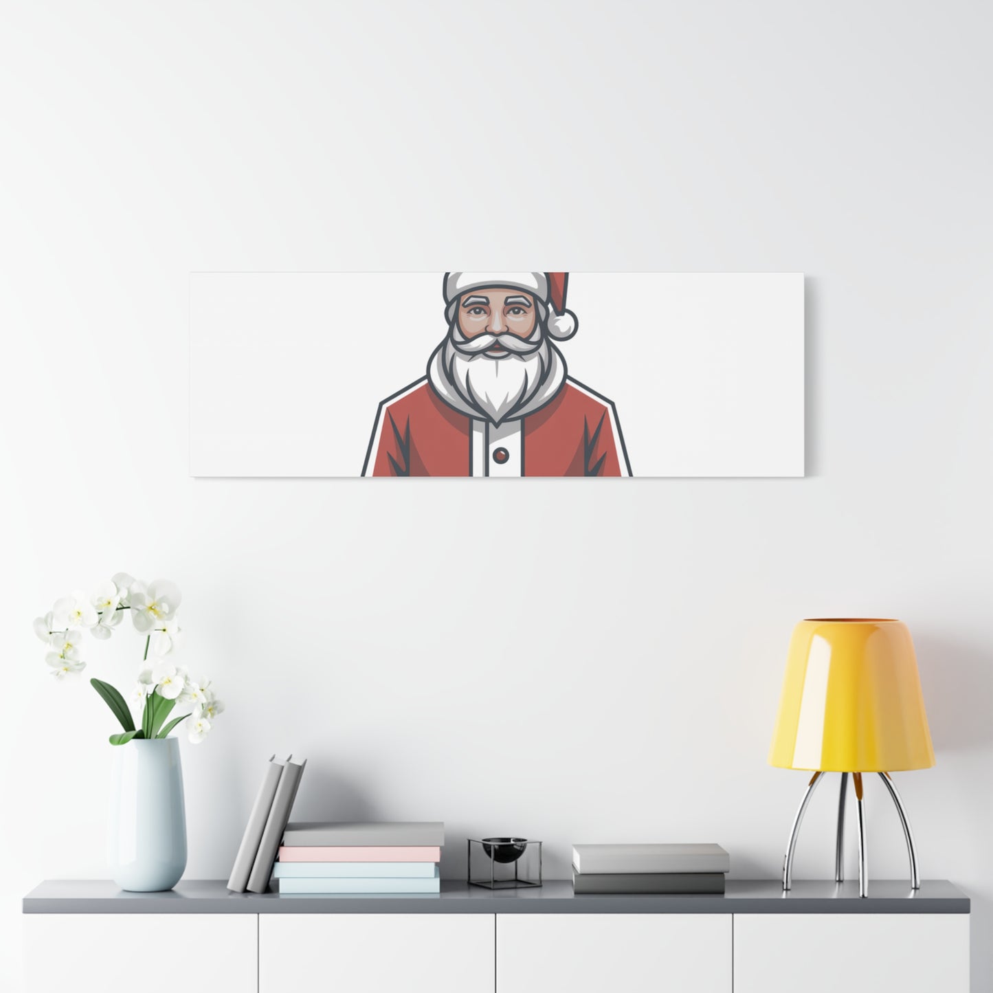 Minimal Santa Canvas, Modern Santa Graphic | Geometric Christmas Wall Art