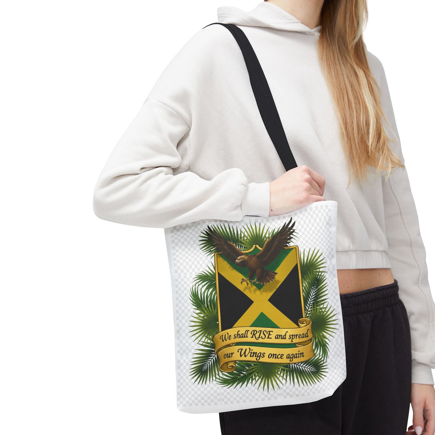 Jamaica Eagle Flag Tote Bag — "We shall RISE and spread our Wings once again" Canvas Shopper