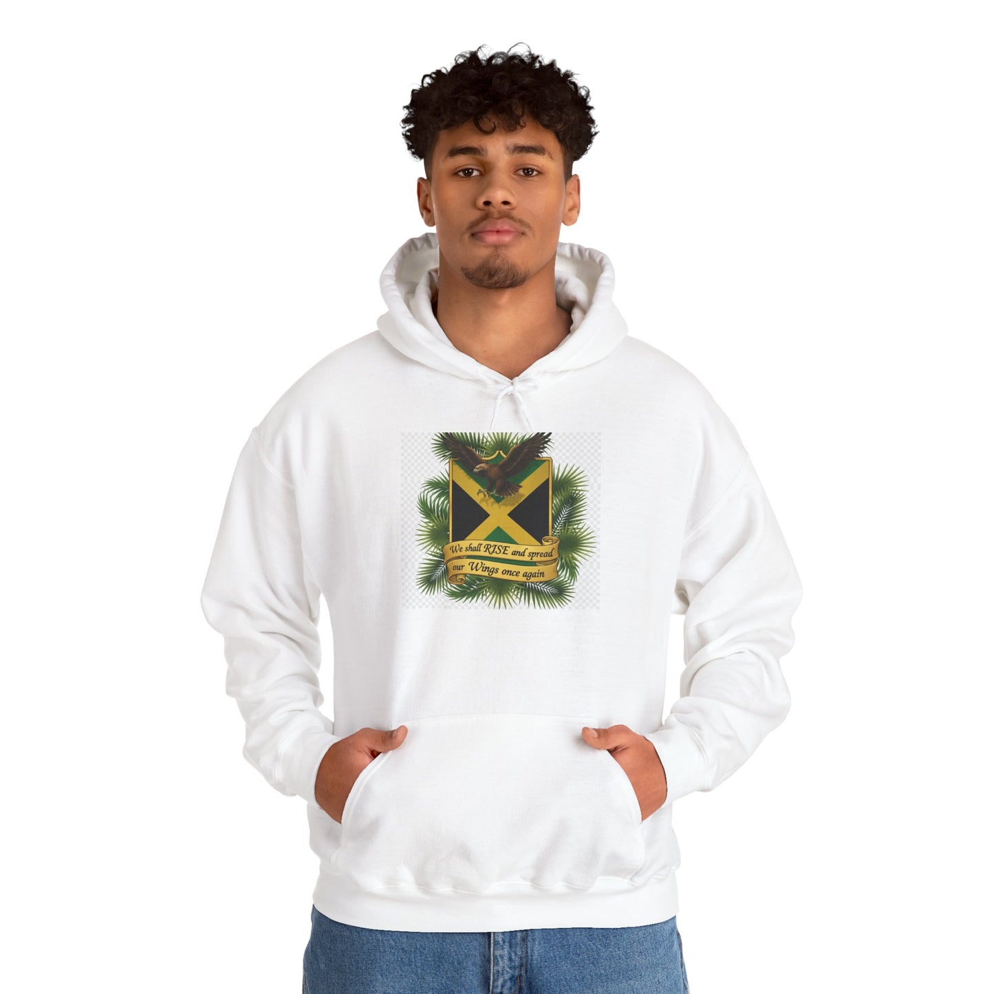 Jamaica Flag Pine Hoodie – Reggae Vibes "Out of Many, One People" Sweatshirt