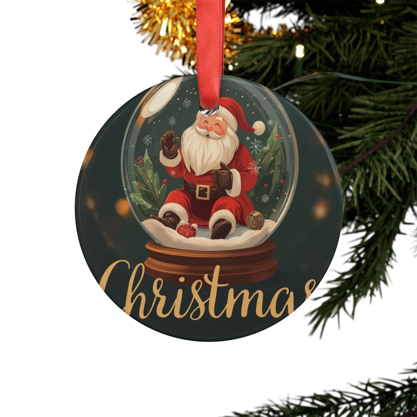 Christmas 2025 Acrylic Ornament – Santa Snow Globe Holiday Decoration
