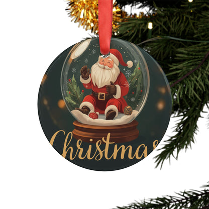 Christmas 2025 Acrylic Ornament – Santa Snow Globe Holiday Decoration