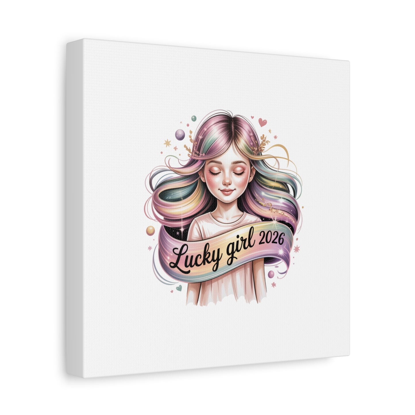 Lucky Girl 2026 Canvas Print | manifest luck, lucky charms