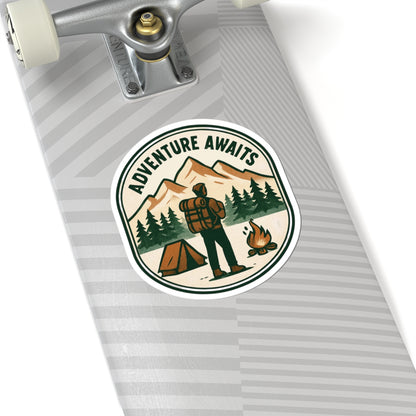 Adventure Awaits Sticker — Hiking Camping Outdoor Vinyl Kiss-Cut
