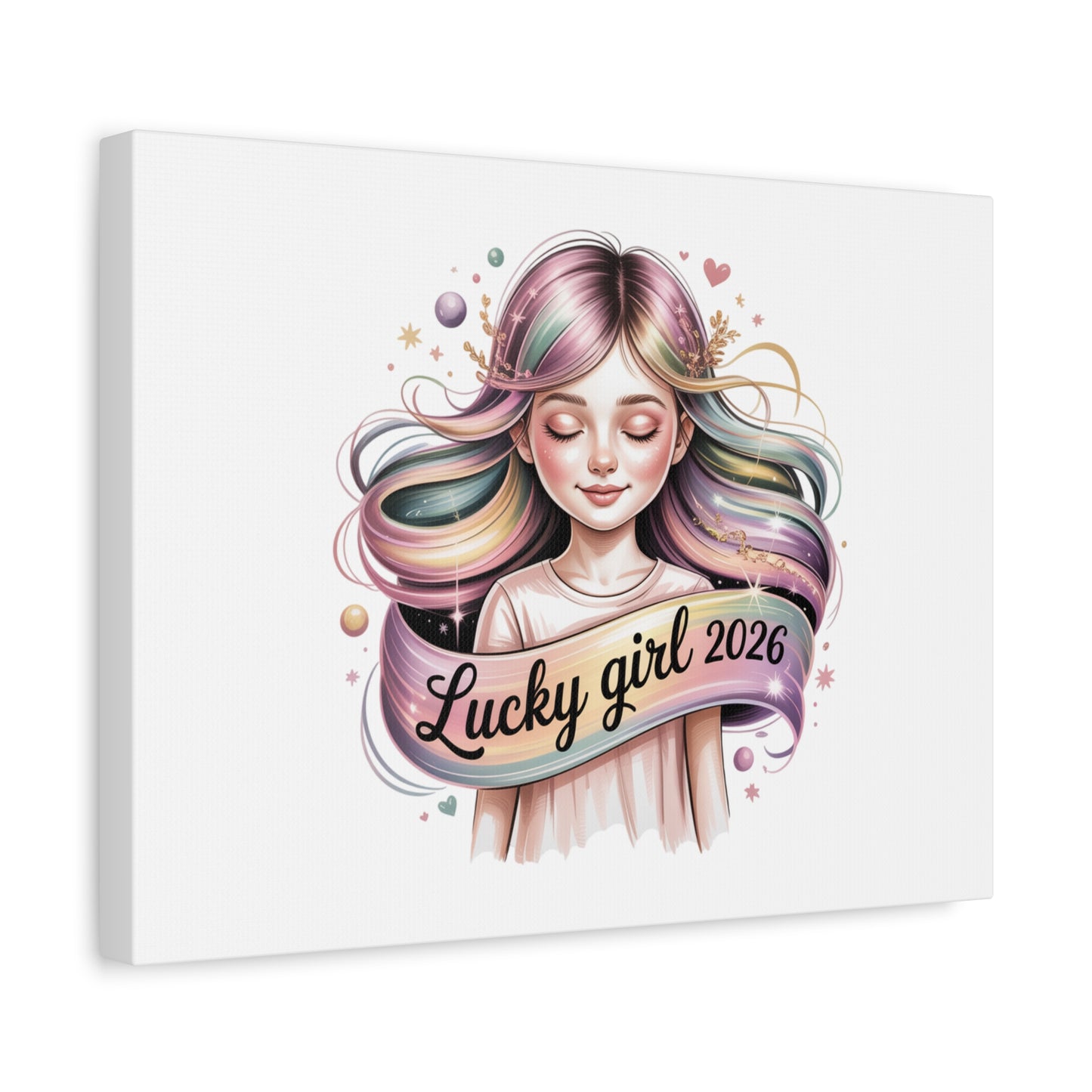 Lucky Girl 2026 Canvas Print | manifest luck, lucky charms