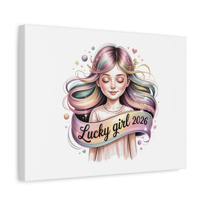 Lucky Girl 2026 Canvas Print | manifest luck, lucky charms