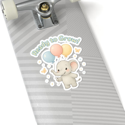 Ready to Grow! Cute Baby Elephant Kiss-Cut Sticker