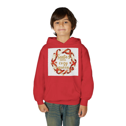 Youth Hoodie - "Santa's Little Cozy Queen" Christmas Wreath Design