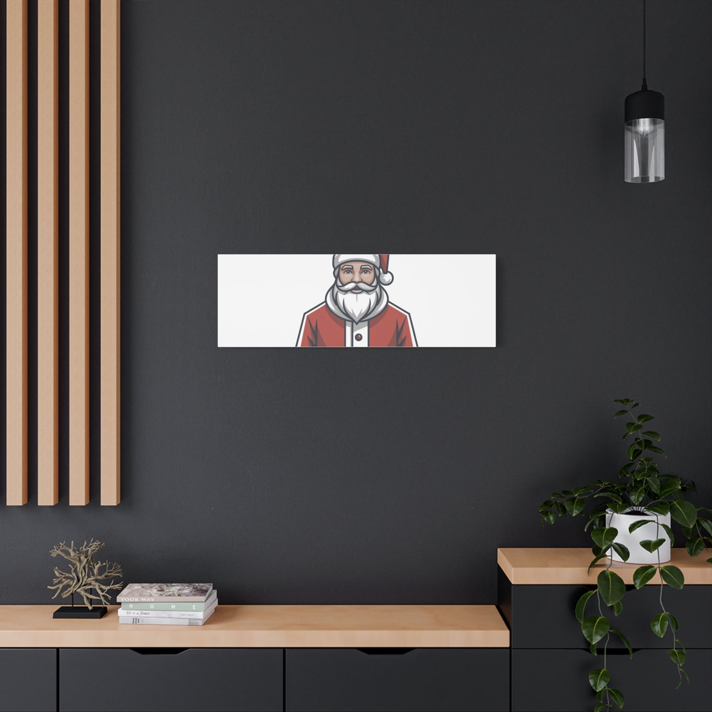 Minimal Santa Canvas, Modern Santa Graphic | Geometric Christmas Wall Art