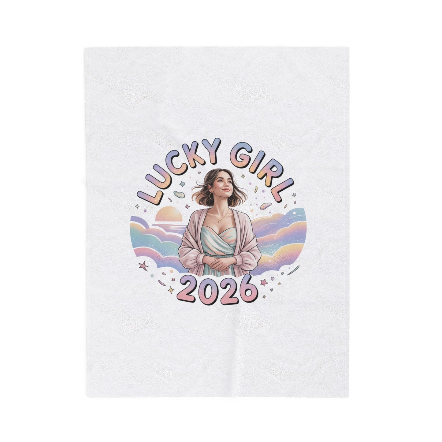 Lucky Girl 2026 Manifest Luck Velveteen Blanket | 2026 lucky charms