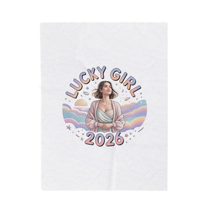Lucky Girl 2026 Manifest Luck Velveteen Blanket | 2026 lucky charms