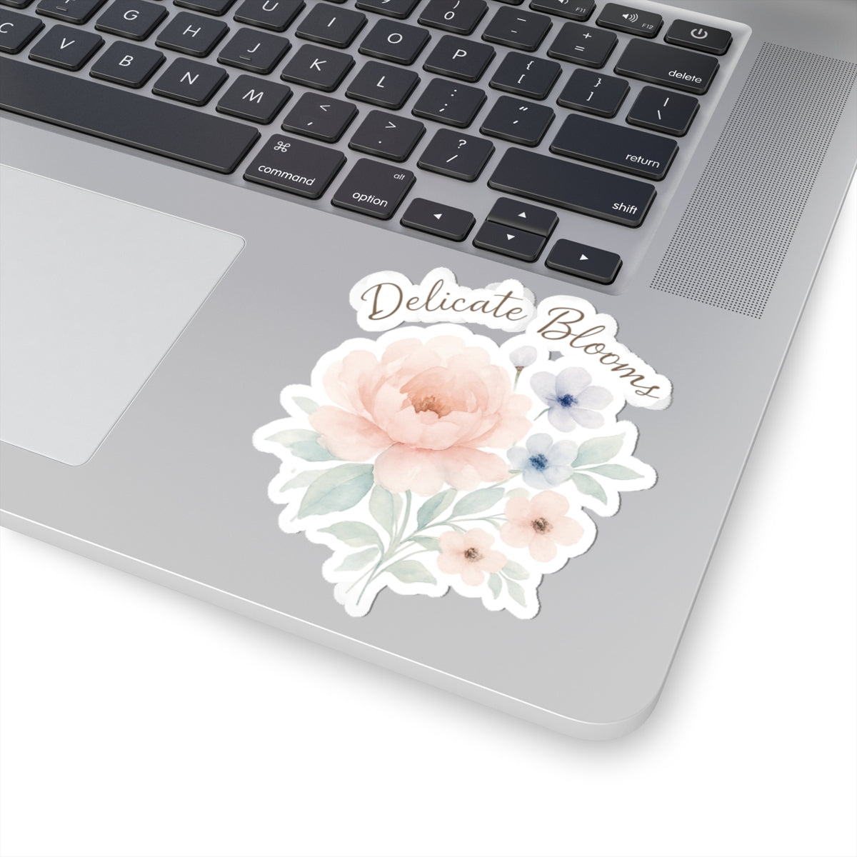 Delicate Blooms Floral Kiss-Cut Sticker — Pastel Peony Laptop Decal