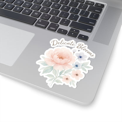 Delicate Blooms Floral Kiss-Cut Sticker — Pastel Peony Laptop Decal