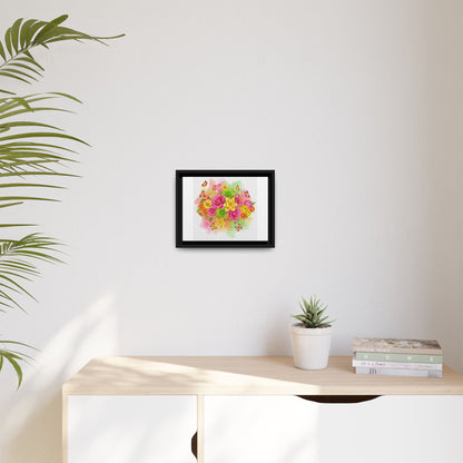 Framed Floral Bouquet Matte Canvas Wall Art — Colorful Roses & Butterflies