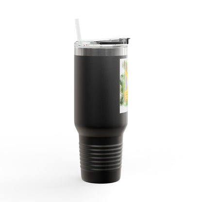 Jamaica Crest 40oz Insulated Travel Mug – Stainless Tumbler with Straw