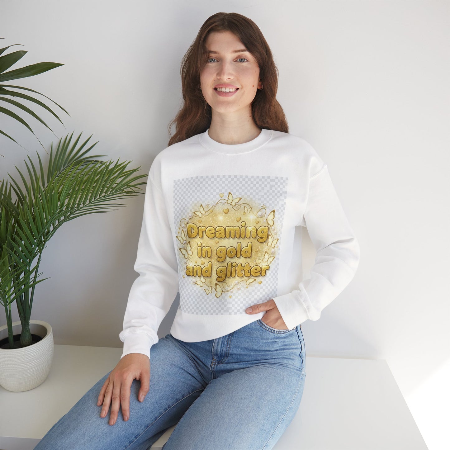 Dreaming in Gold and Glitter Crewneck Sweatshirt