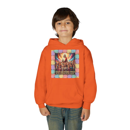 Christian Kids Hoodie — "Jesus Saw the Little Children" Colorful Faith Pullover