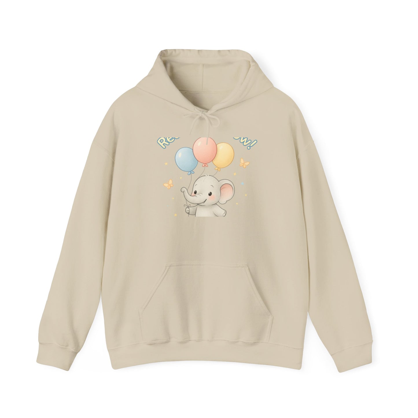 Cute Baby Elephant Hoodie with Balloons – Kids Animal Nursery Gift