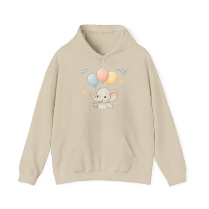 Cute Baby Elephant Hoodie with Balloons – Kids Animal Nursery Gift