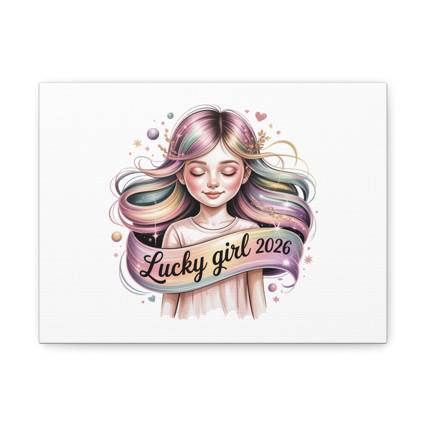 Lucky Girl 2026 Canvas Print | manifest luck, lucky charms