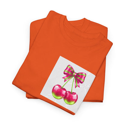 Cherry Bow T-Shirt — Cute Retro Fruit Graphic Tee