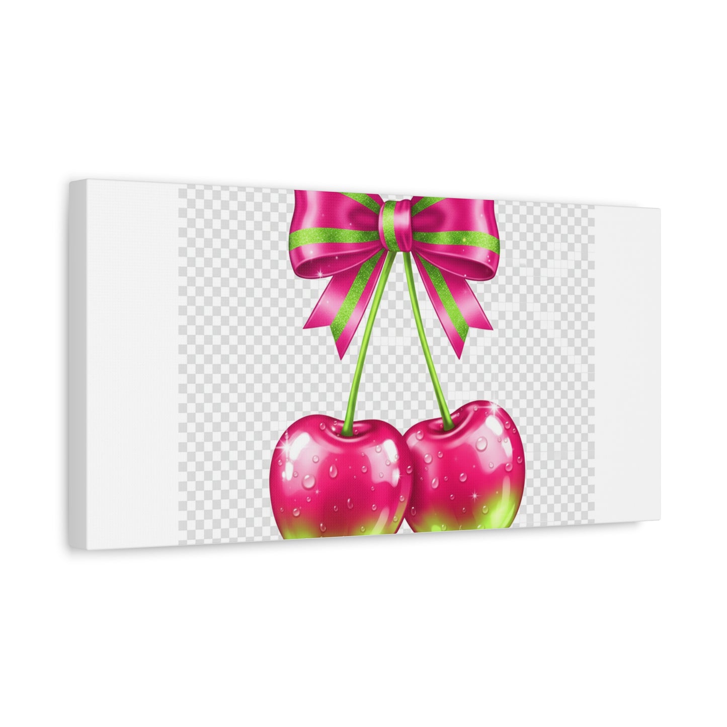 Pink Ribbon Cherries Canvas Wall Art
