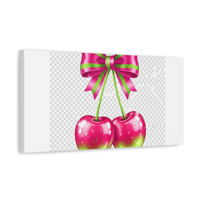 Pink Ribbon Cherries Canvas Wall Art