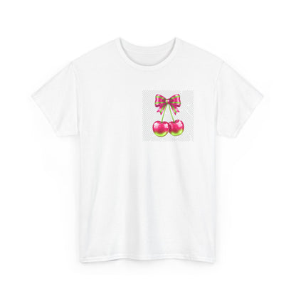 Cherry Bow T-Shirt — Cute Retro Fruit Graphic Tee