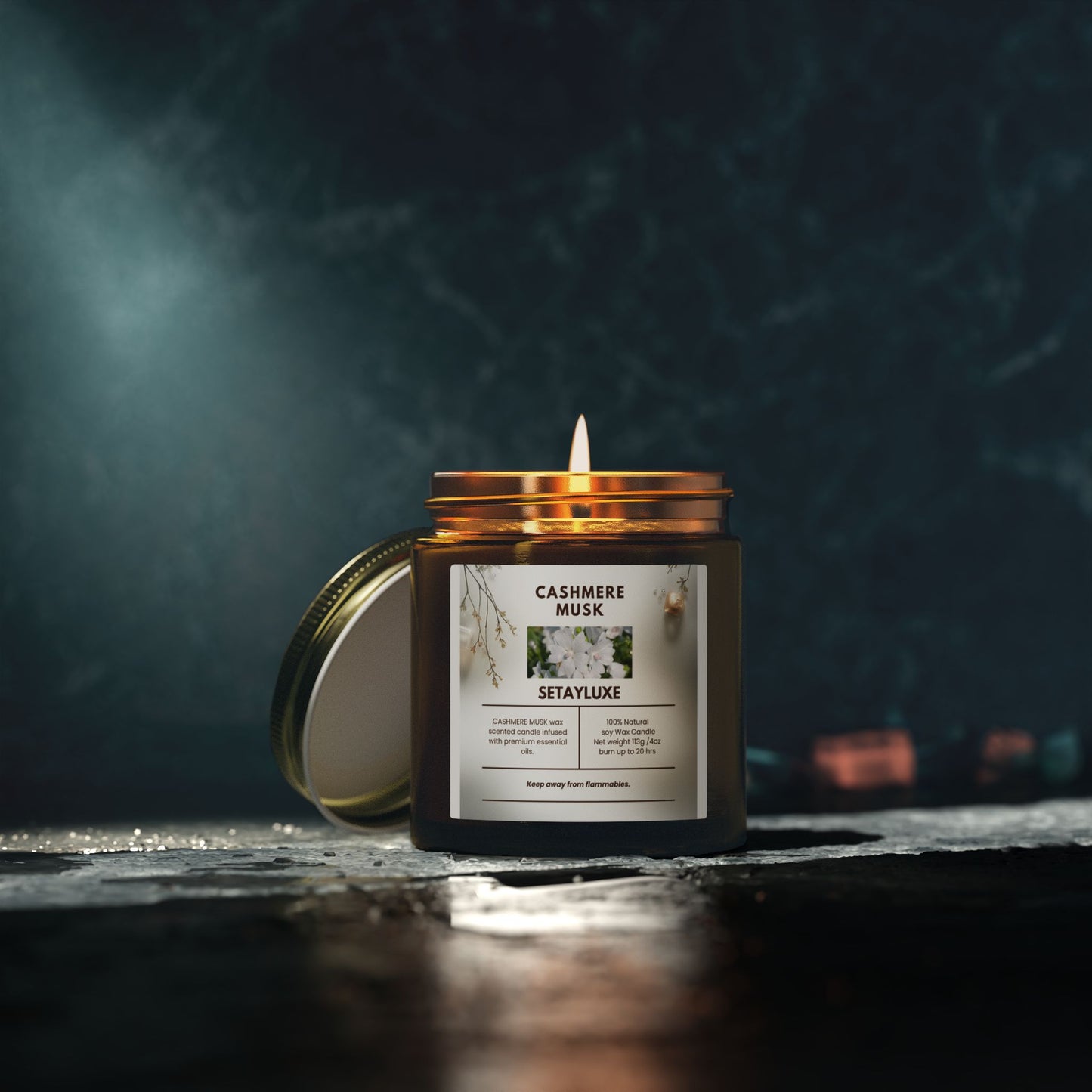 Cashmere Musk Scented Candle — Coconut Apricot Wax Soy Jar (4oz & 9oz)