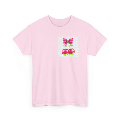 Cherry Bow T-Shirt — Cute Retro Fruit Graphic Tee