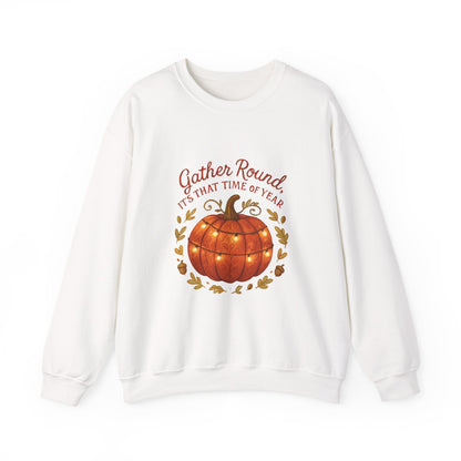 Autumn Pumpkin Crewneck Sweatshirt — "Gather Round, 'Tis That Time of Year"