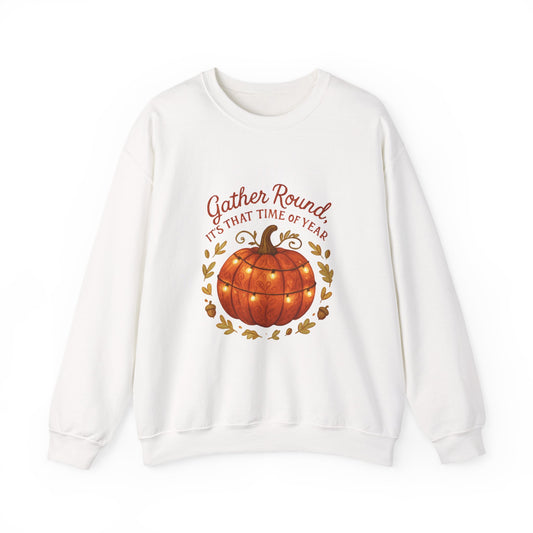 Autumn Pumpkin Crewneck Sweatshirt — "Gather Round, 'Tis That Time of Year"