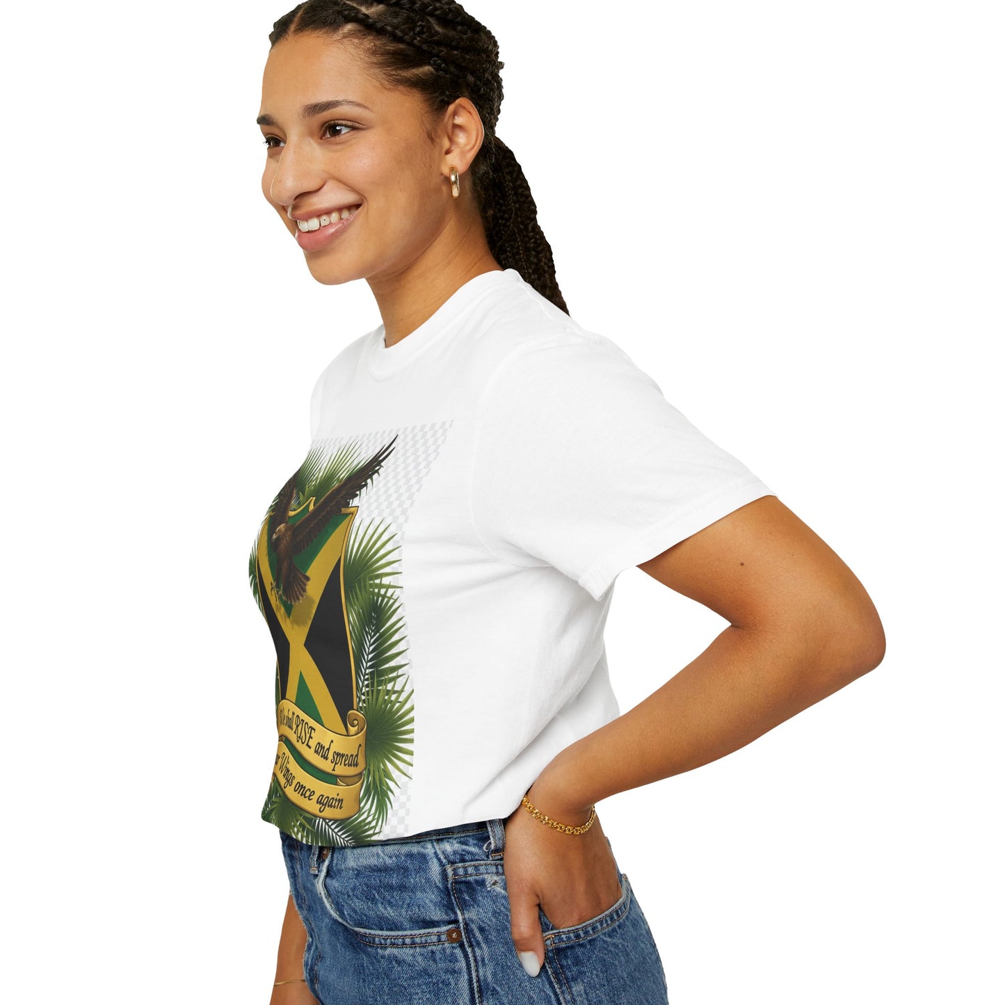 Jamaica Flag Eagle T-Shirt — "We shall RISE and spread our Wings once again" Patriotic Tee