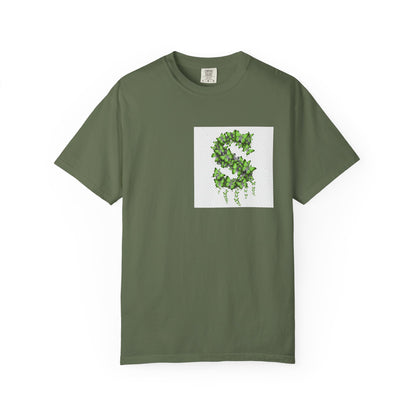Green Ivy Monogram "S" T-Shirt — Botanical Initial Tee