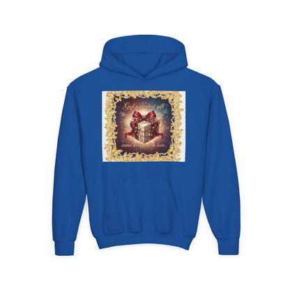 Christmas Gift Hoodie for Kids – "God Blessed Us" Present Design